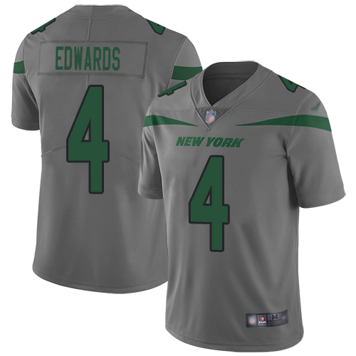 New York Jets Limited Gray Men Lac Edwards Jersey NFL Football #4 Inverted Legend